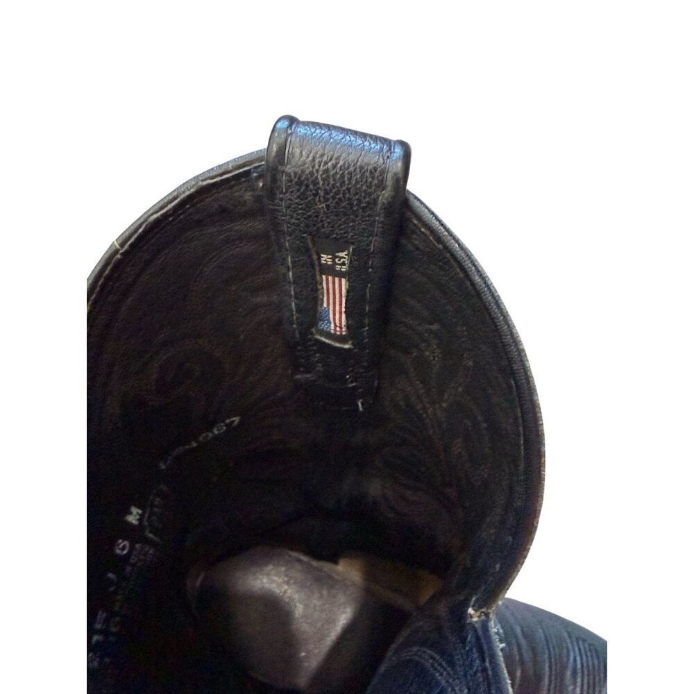 Dan Post Black Leather Western Cowboy Boots Size 6M Made In USA - Picture 7 of 9